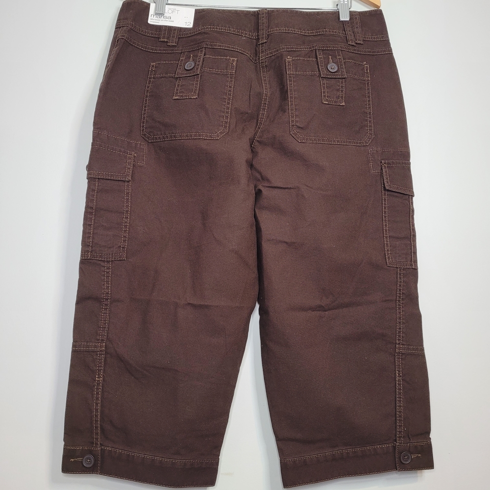 Ann Taylor LOFT Marisa Brown Cargo Cropped Pants Capris 100%cotton - Picture 2 of 13